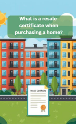 What is a resale certificate package when purchasing a home with an association.